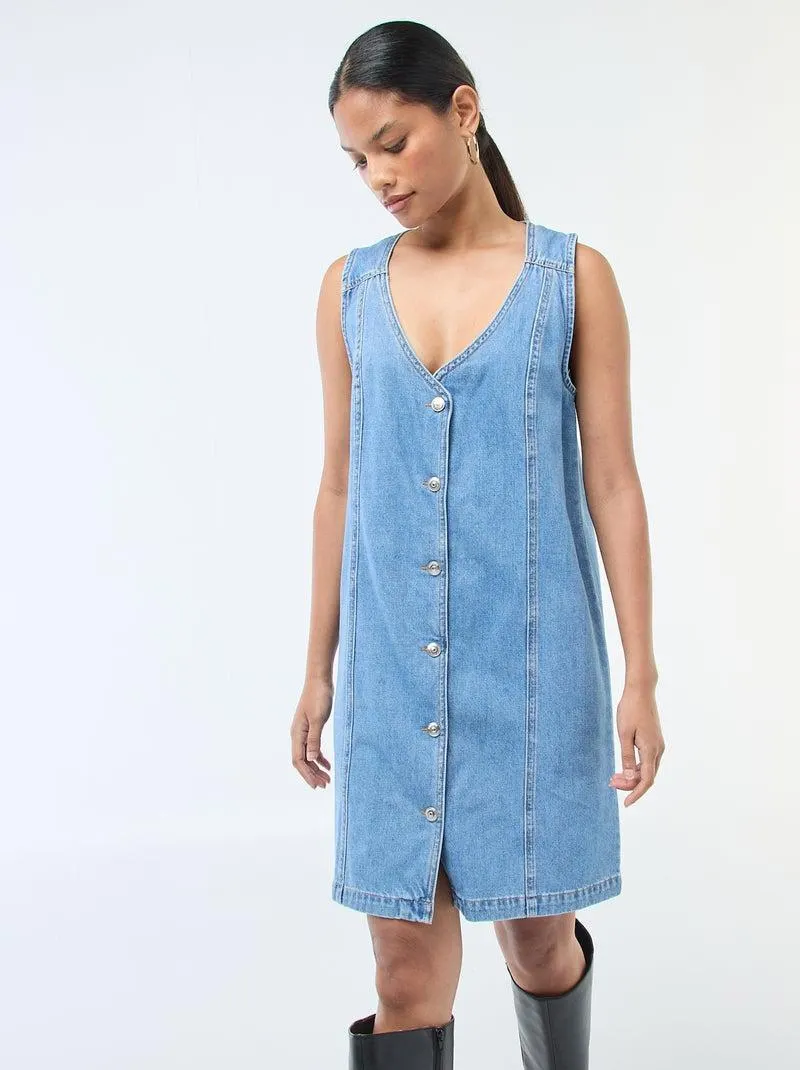 Abito in denim senza maniche in cotone - Blu