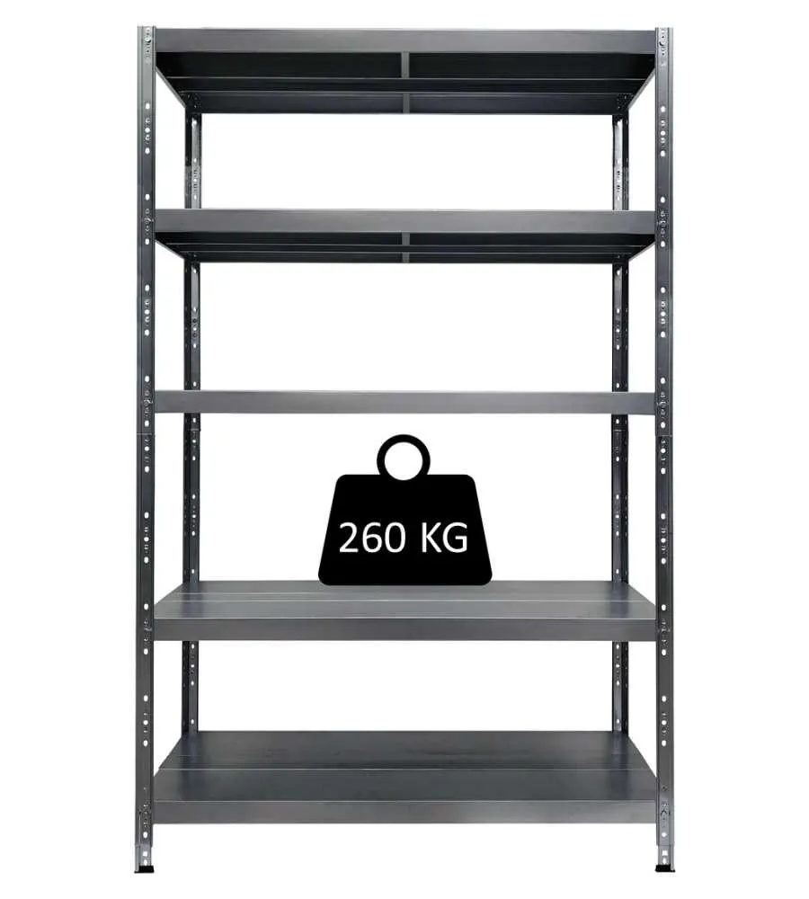 SCAFFALE IN METALLO "MACISTE" AD INCASTRO CON 5 PIANI, 120x40x195 CM PORTATA 260 KG - GRIMA