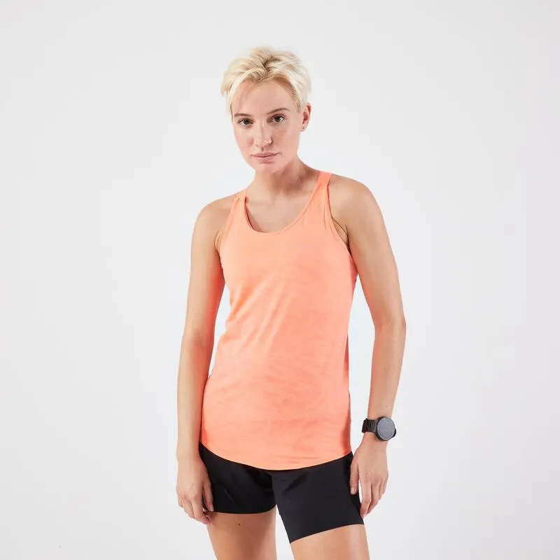 Canotta con top running donna RUN 500 COMFORT corallo