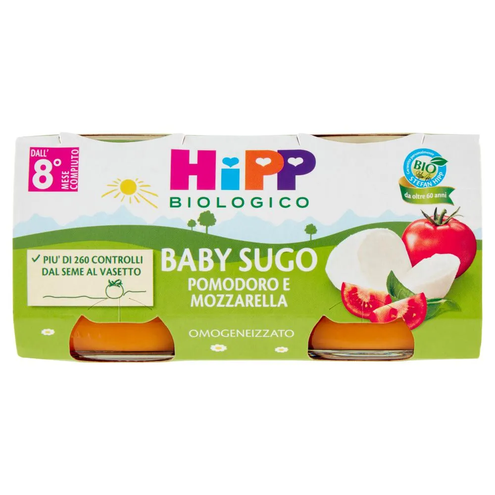 HiPP Biologico Baby Sugo Pomodoro e Mozzarella Omogeneizzato 2 x 80 g