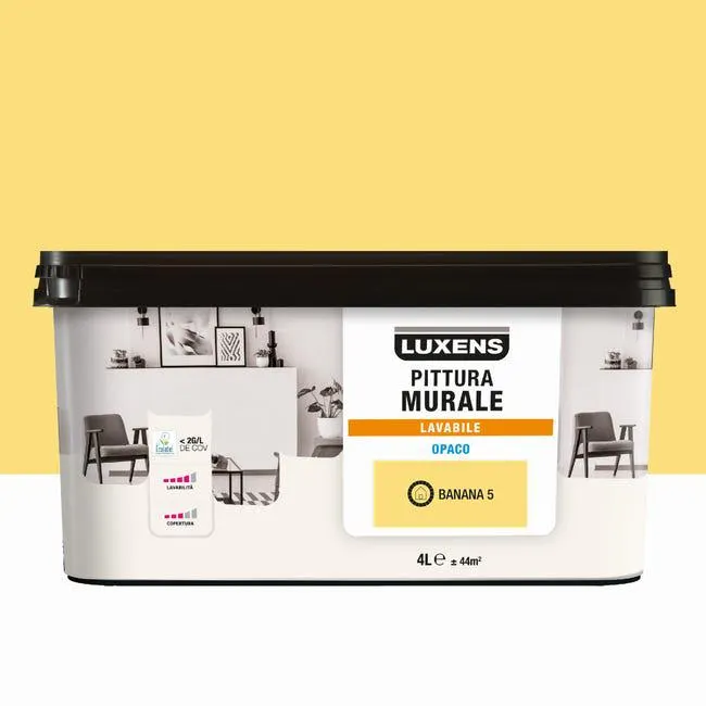 Pittura per interni lavabile, LUXENS Opaca giallo banana 5 opaco, 4 L Vedi i dettagli del prodotto