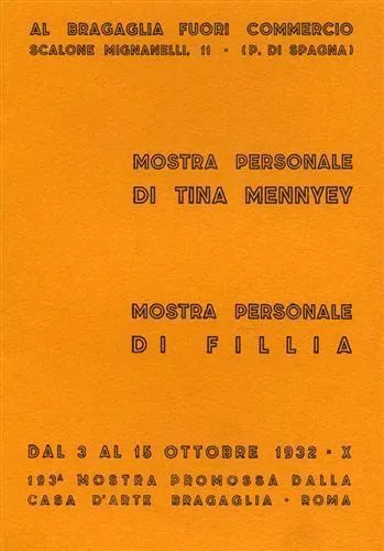 Personale di Tina Mennyey. Personale di Fillia