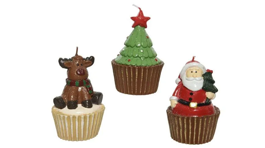 Cupcake Natale candela H11 cm