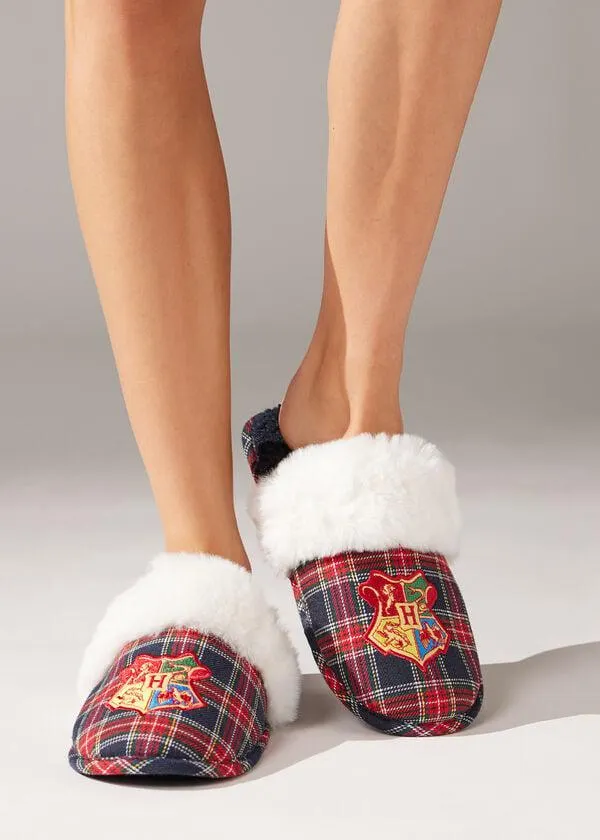 Pantofole in Tessuto Tartan e Bordo Soft Harry Potter Natale