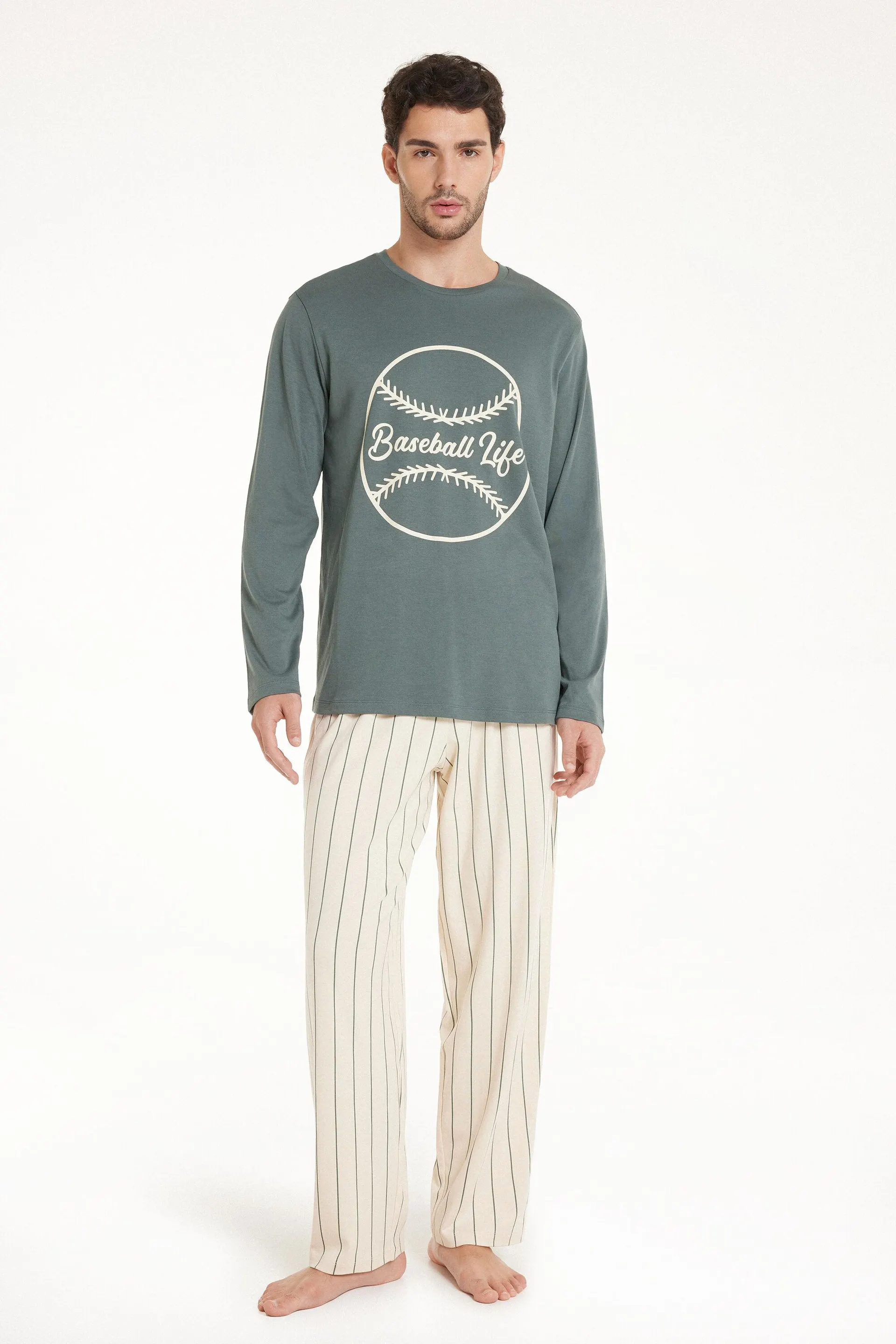 Pigiama Lungo Cotone Pesante Baseball