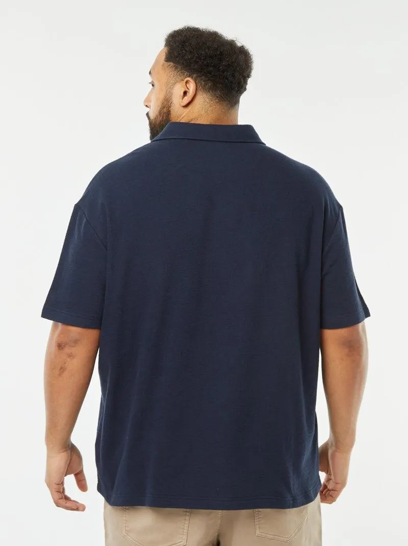 Camicia a maniche corte in tessuto casual - blu