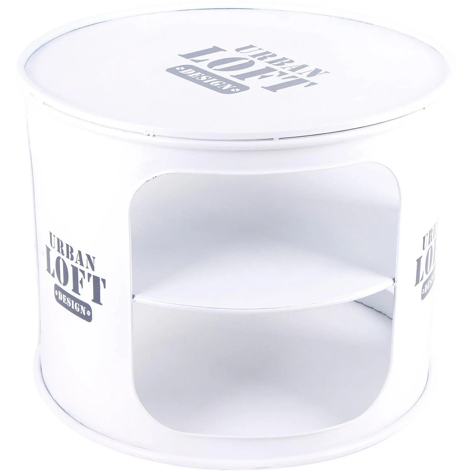 Tavolino tondo in metallo bianco