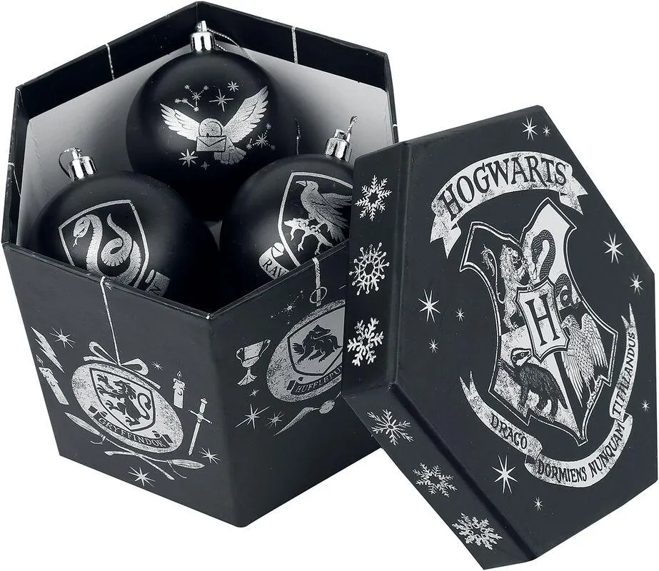 Hogwarts | Palline di natale | nero/argento | Harry Potter
