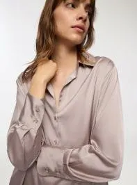 Camicia ampia effetto raso Tortora