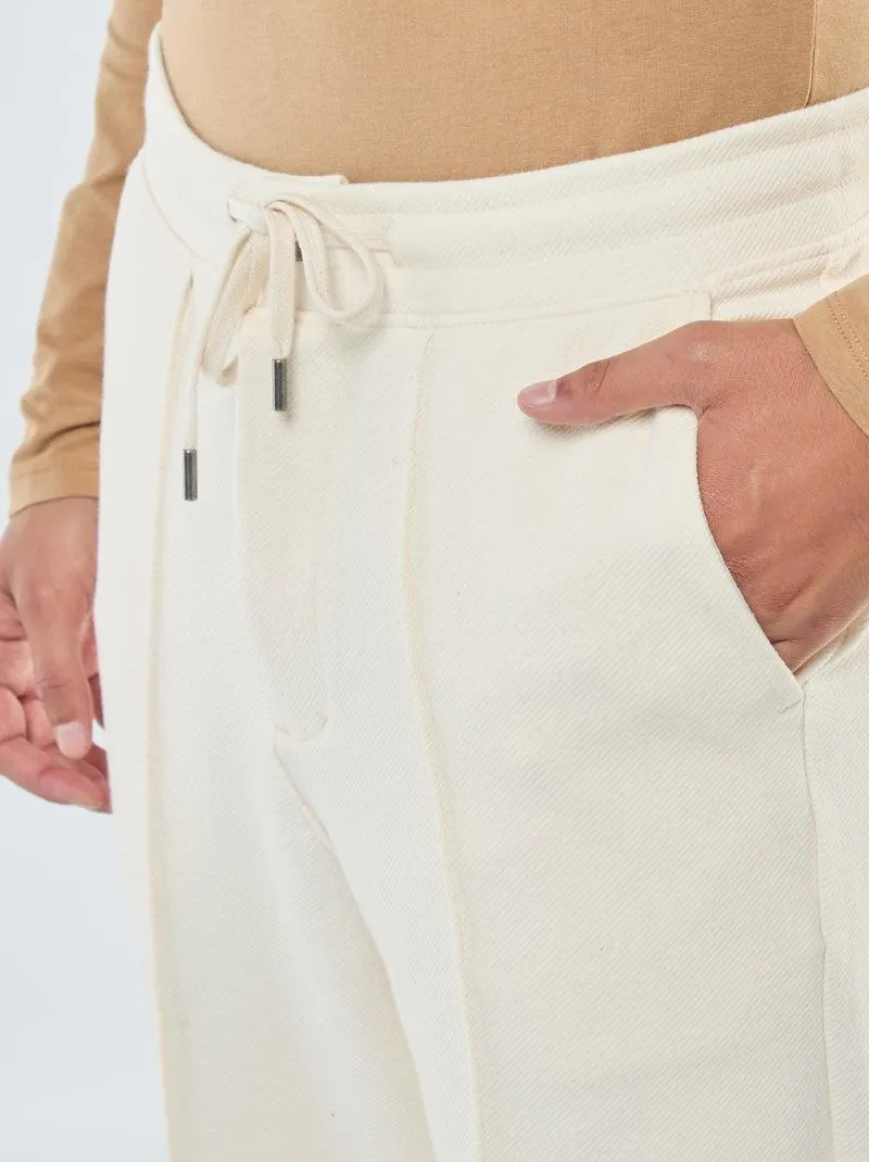 Joggers in maglia piqué tinta unita - Bianco