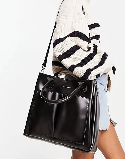 Claudia Canova - Maxi borsa con doppia tasca nera