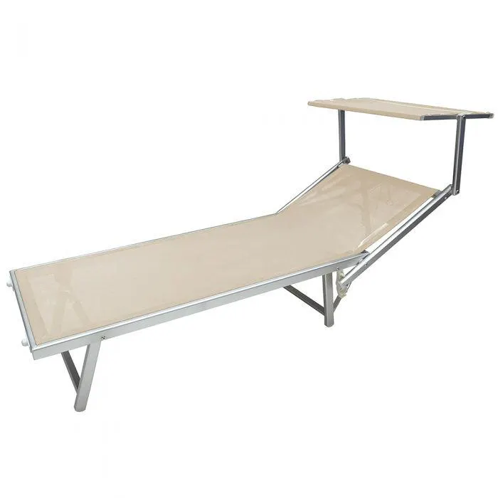 Lettino mare con parasole grigio, richiudibile, Riccione Esté