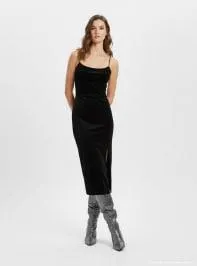 Abito lungo con spacco Nero