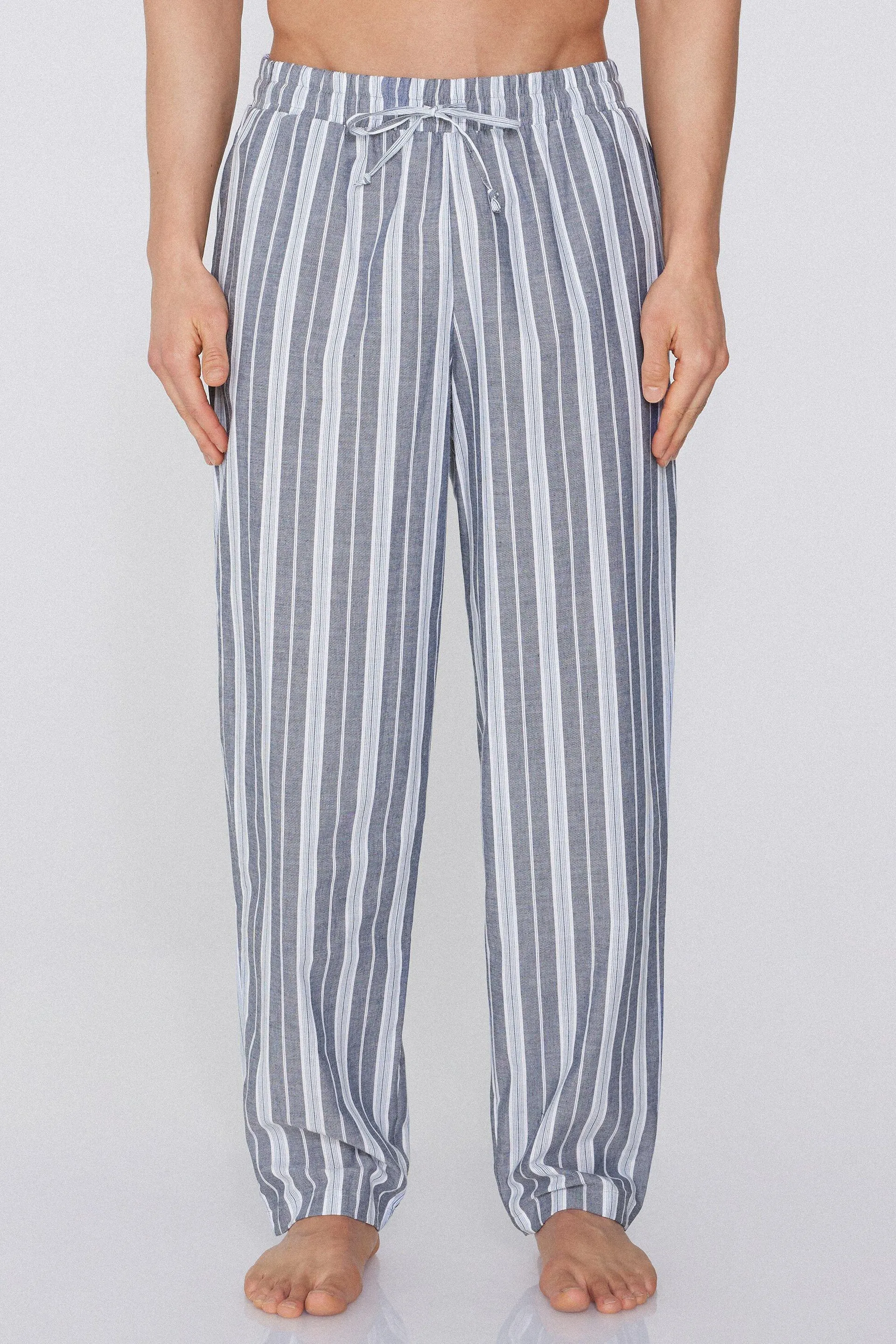 Pantalone Lungo in Tela Cotone con Tasche