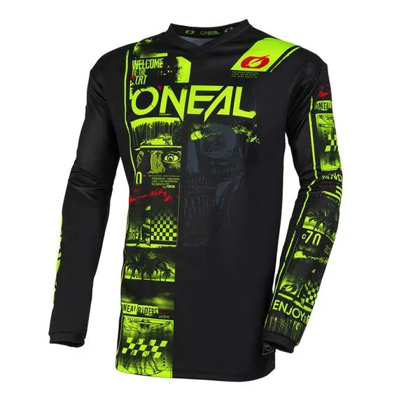 Maglia da cross Element Attack Nero / Giallo fluo