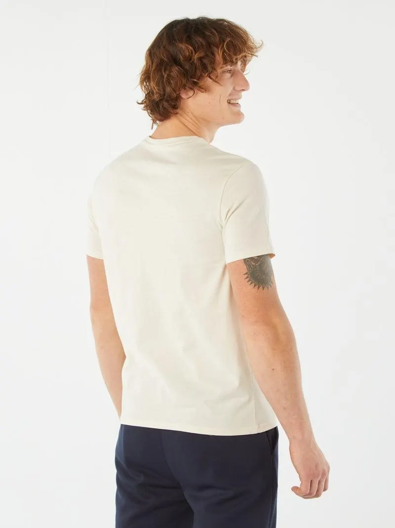 T-shirt stampata a maniche corte - BEIGE