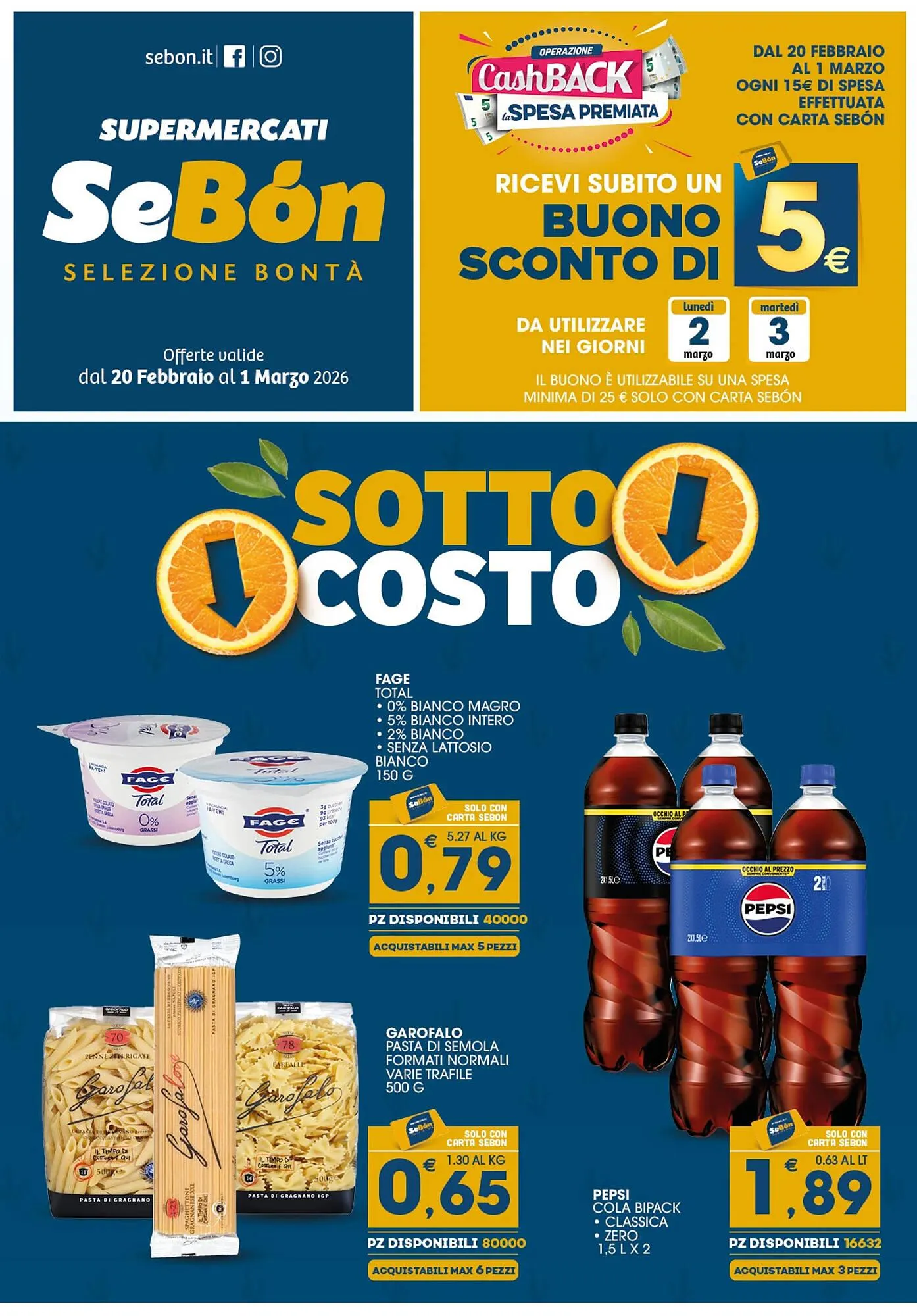 Volantino SeBón Supermercati da 20 febbraio a 1 marzo di 2026 - Pagina del volantino 1