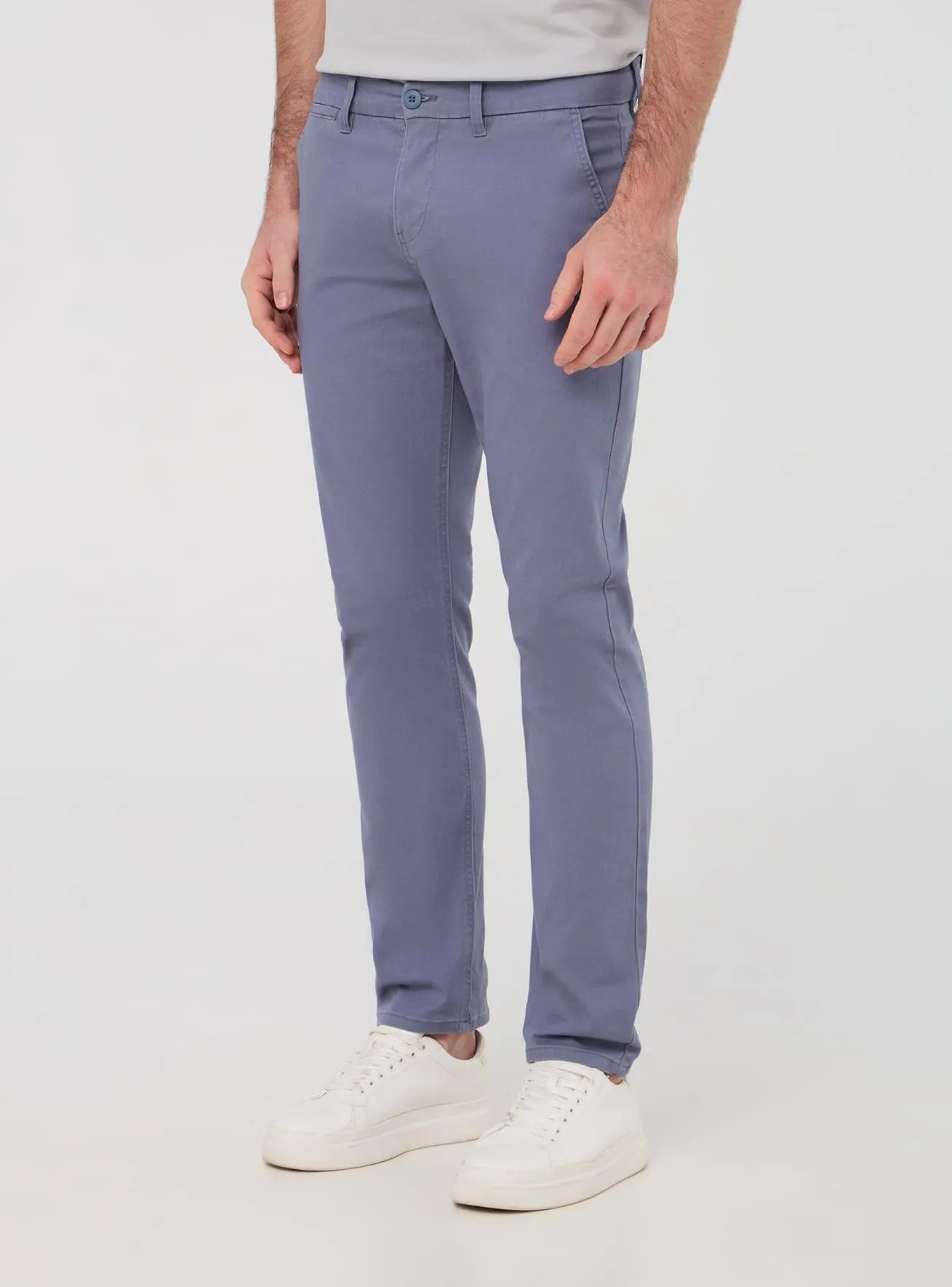 Pantaloni chino tinta unita regular Blu denim chiaro