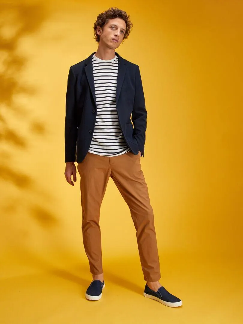 Giacca slim in maglia piqué - BLU