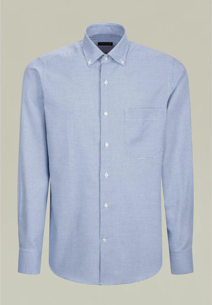 Camicia blu-azzurra stampa intreccio bd