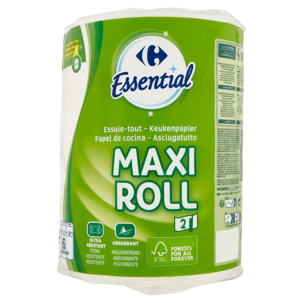 Carrefour Essential Asciugatutto Maxi Roll 2 veli 1 pz