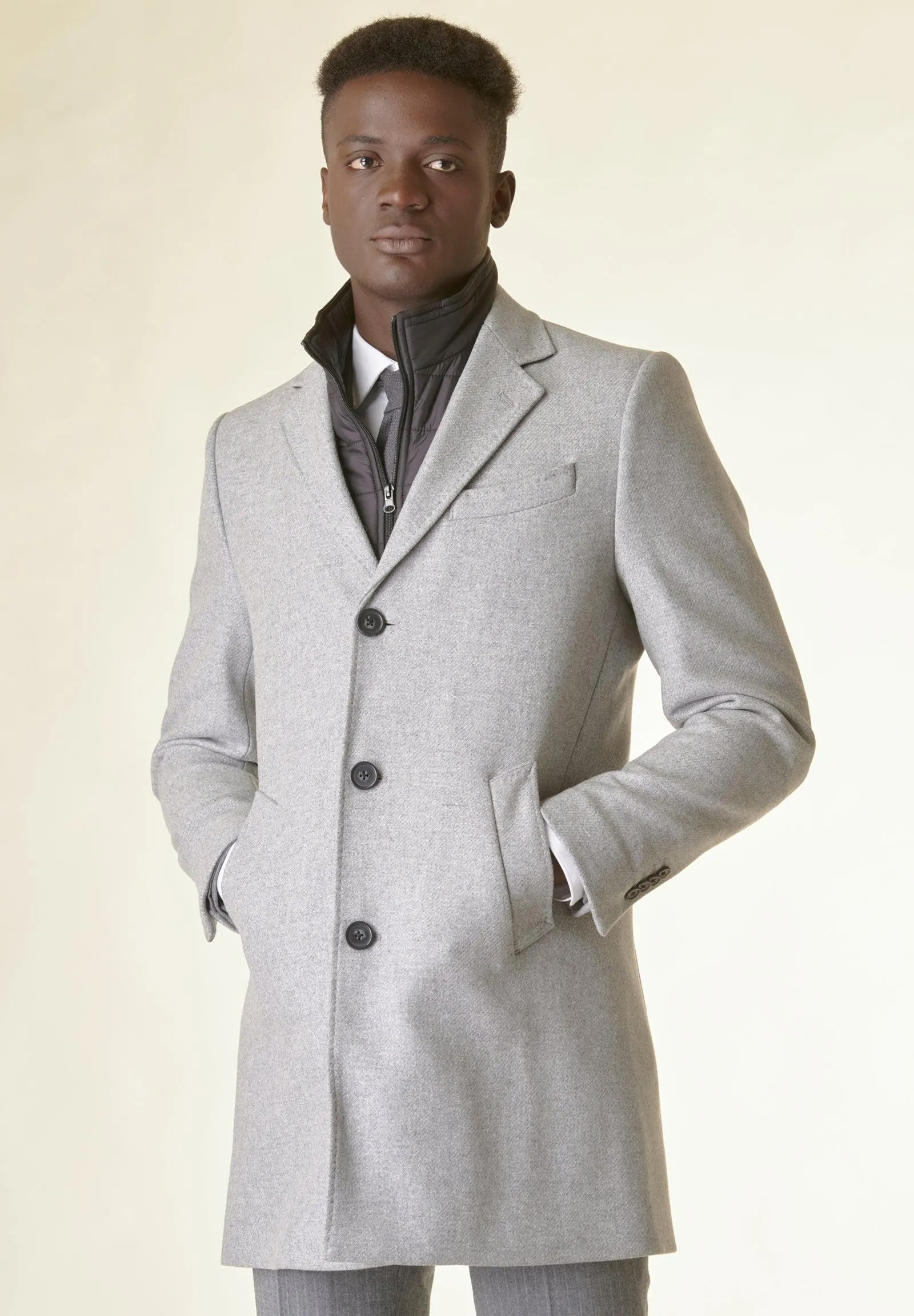 Cappotto grigio melange lana