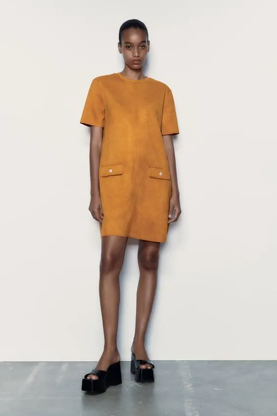 VESTITO BASIC EFFETTO CAMOSCIO