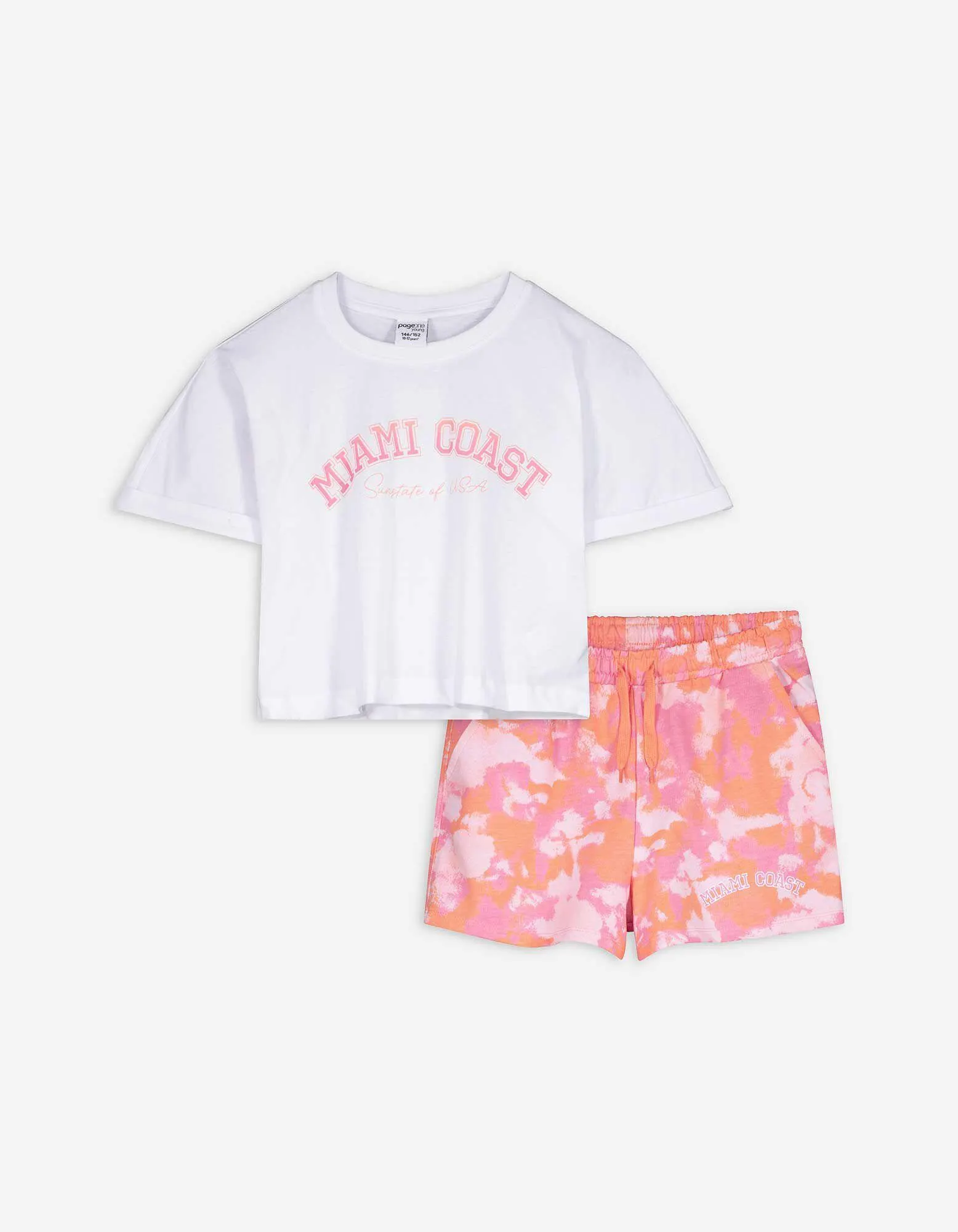Set di T-shirt e shorts - Motivo allover - bianco