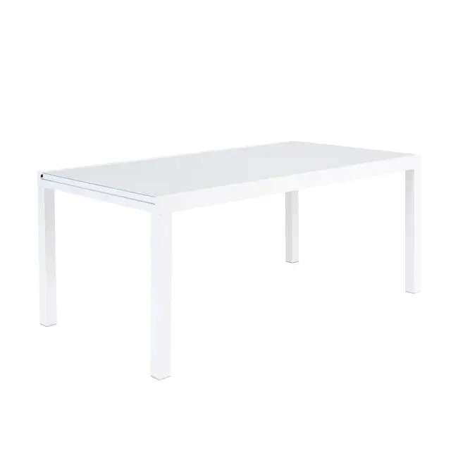 Tavolo da giardino allungabile Lyra NATERIAL in alluminio bianco con piano in vetro per 10 persone 180/260x96cm