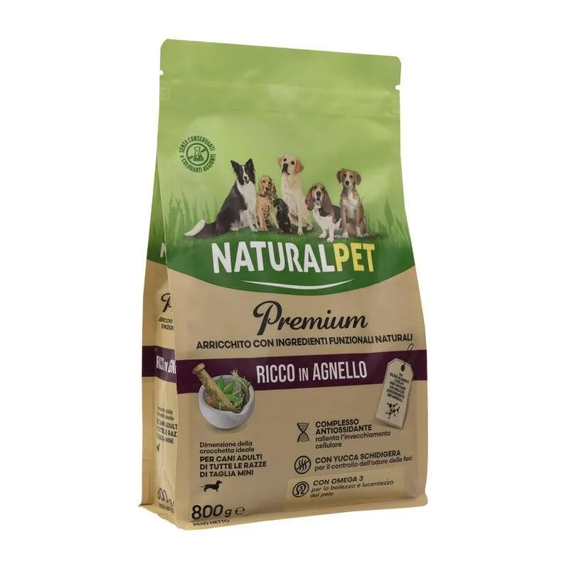 Naturalpet Premium Dog Adult Mini ricco in Agnello 800gr - Scad. Luglio 25