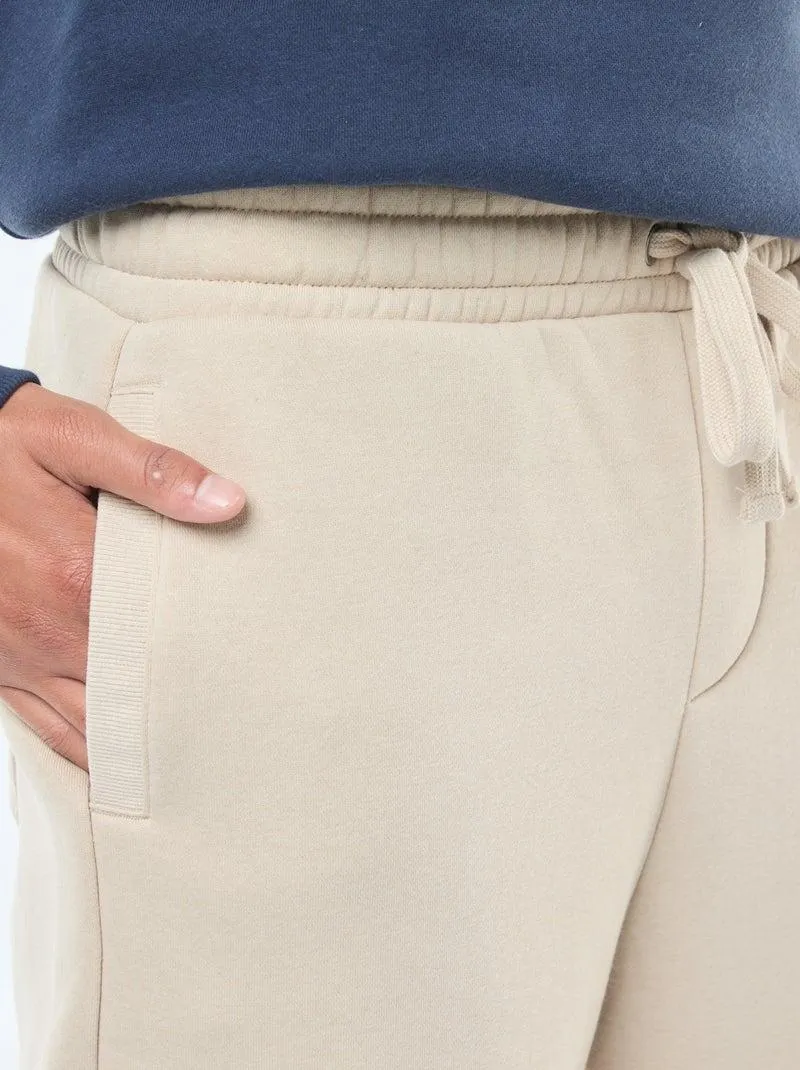 Pantaloni joggers tinta unita con cordoncini da stringere in vita - Beige