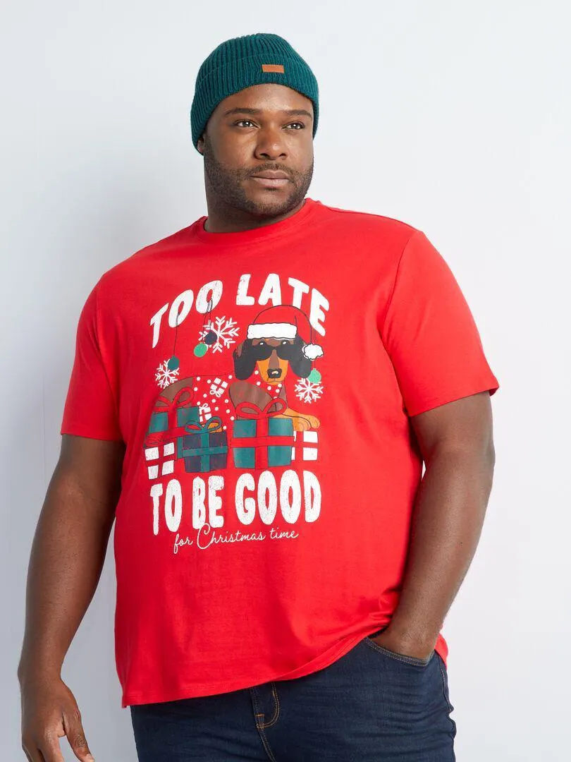 T-shirt a maniche corte con stampa - ROSSO