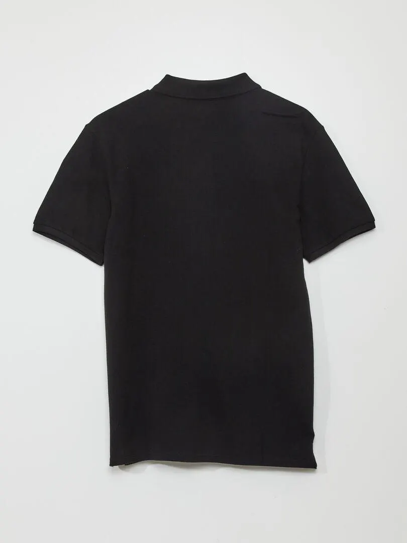Polo de piqué de algodón - negro