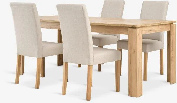 LINTRUP Tavolo L190/280 cm rovere selv.nat. + 4 TUREBY beige