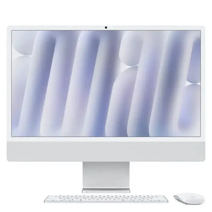 Apple imac 24"retina display 4,5k, chip m4 con cpu 10‑core, gpu 10‑core, 16gb, 512gb ssd, argento