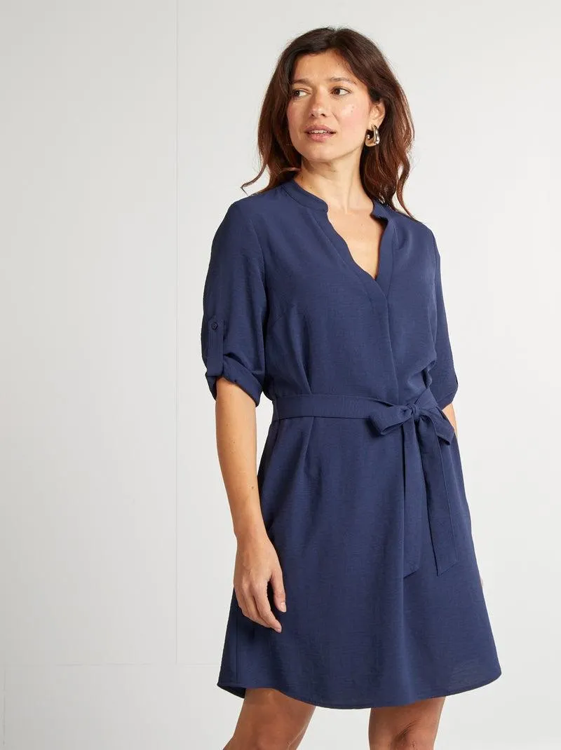 Vestito lungo tunica collo serafino - NERO