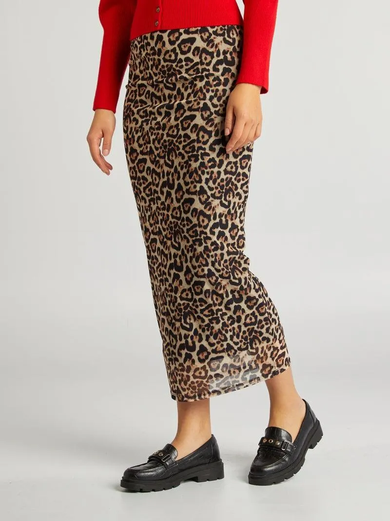 Gonna morbida con motivo - MARRONE