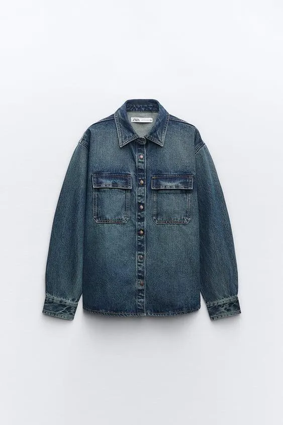 GIACCA CAMICIA Z1975 IN DENIM EFFETTO CONSUMATO