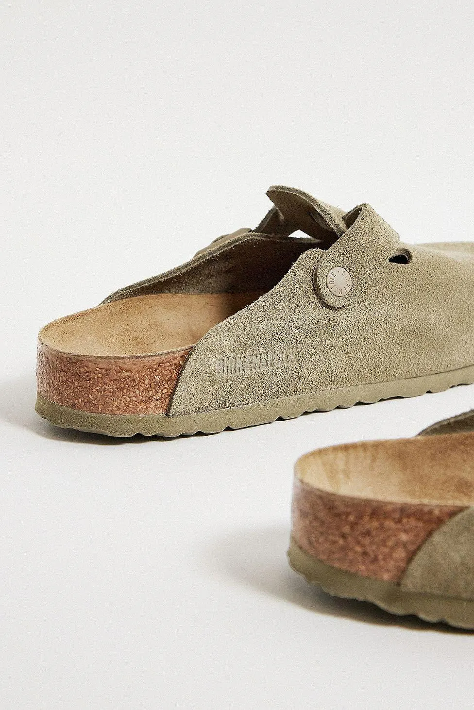 Birkenstock Faded Khaki Suede Boston Clogs
