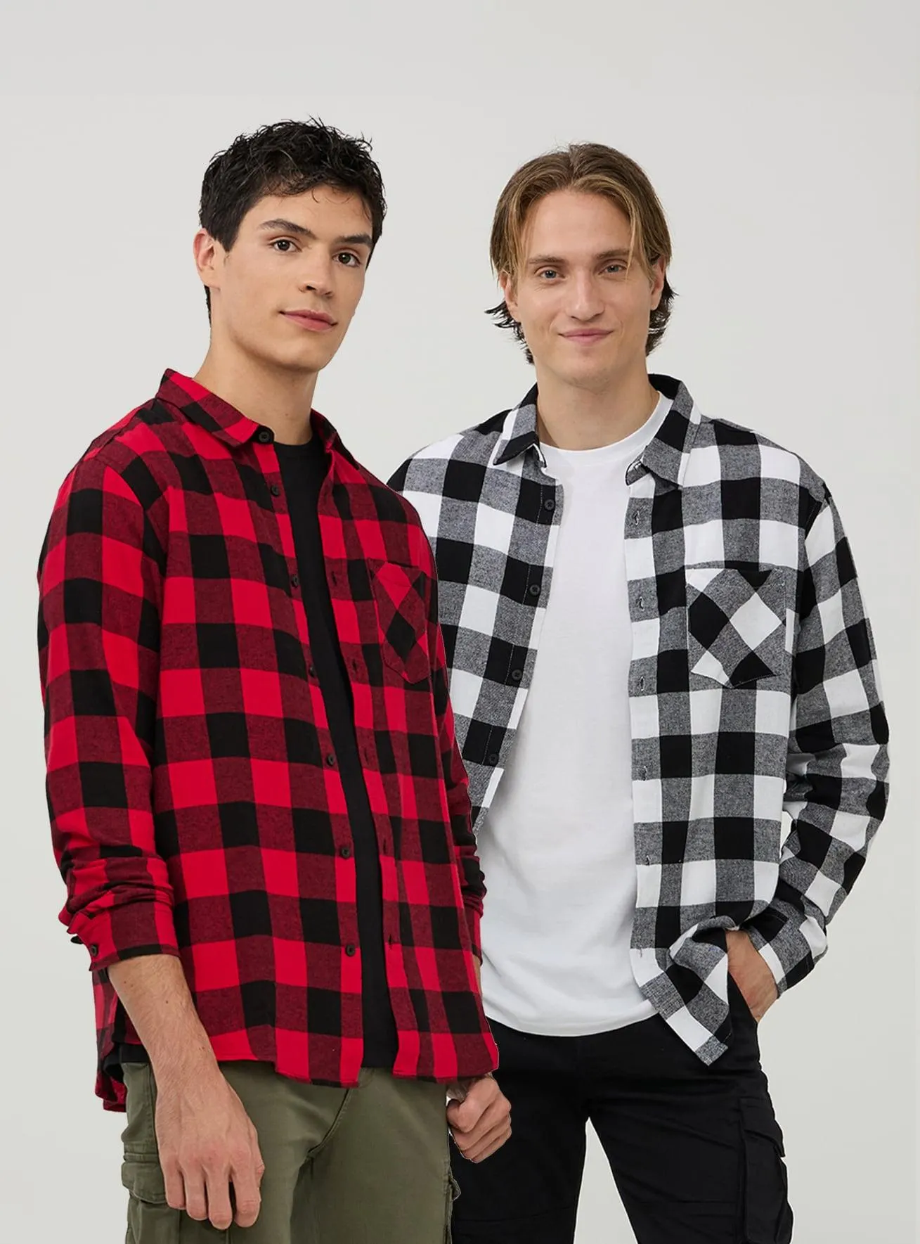 Pack 2 camicie a quadri in flanella Var bianco ottico