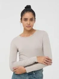 T-shirt basic maniche lunghe Grigio chiaro