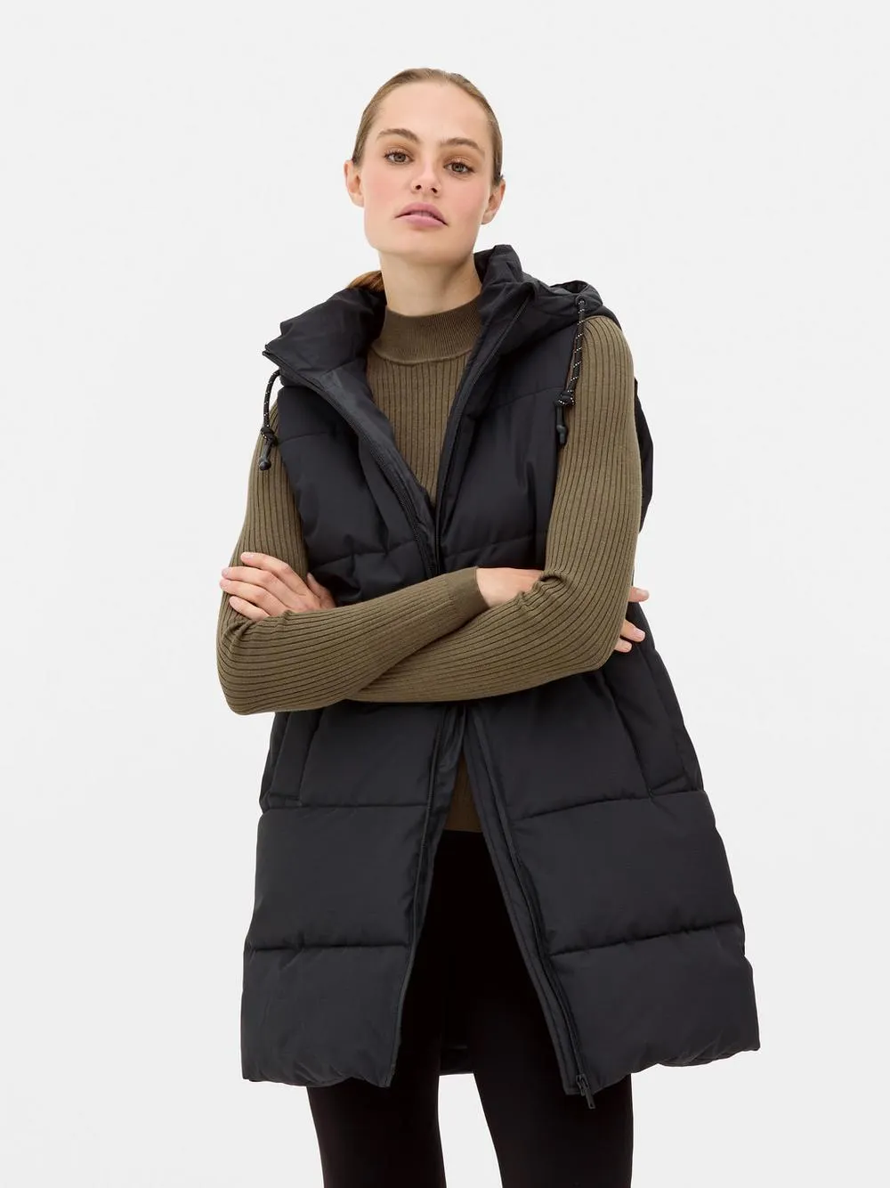 Gilet lungo con zip