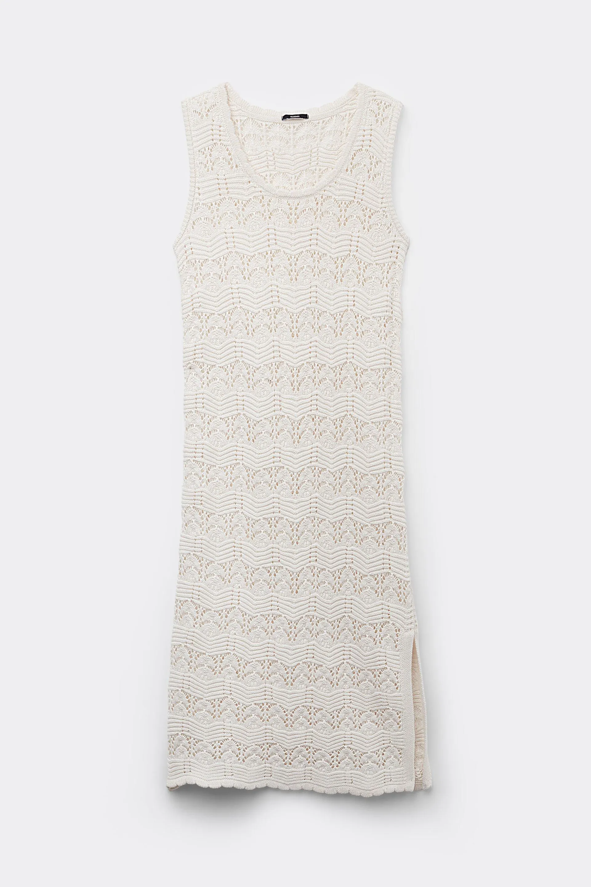 Vestito Midi 100% Cotone Crochet con Spacco