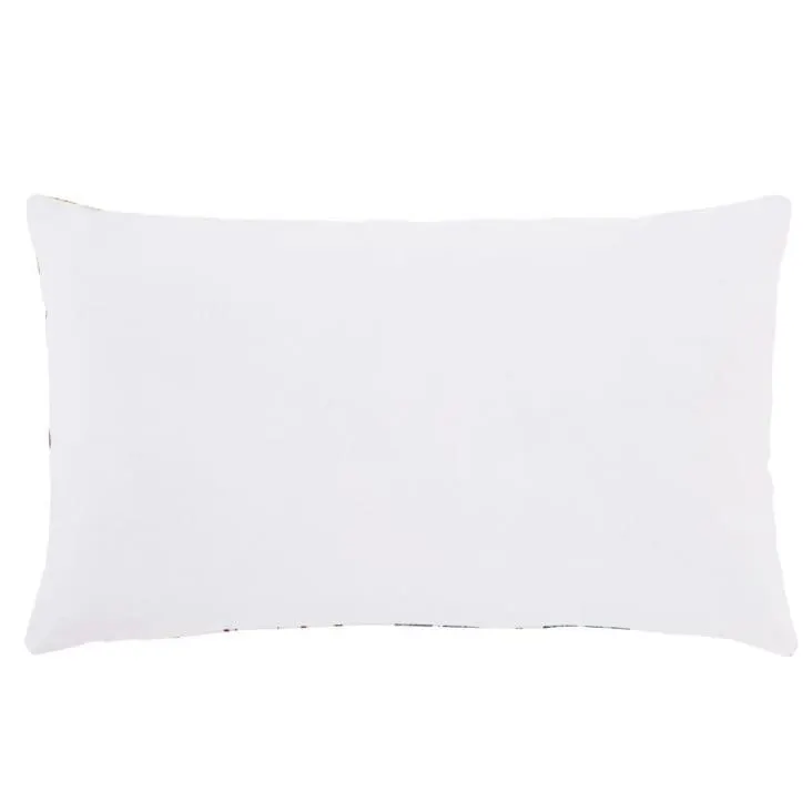 Cuscino in cotone écru e verde con motivo stampato floreale 30x50 cm