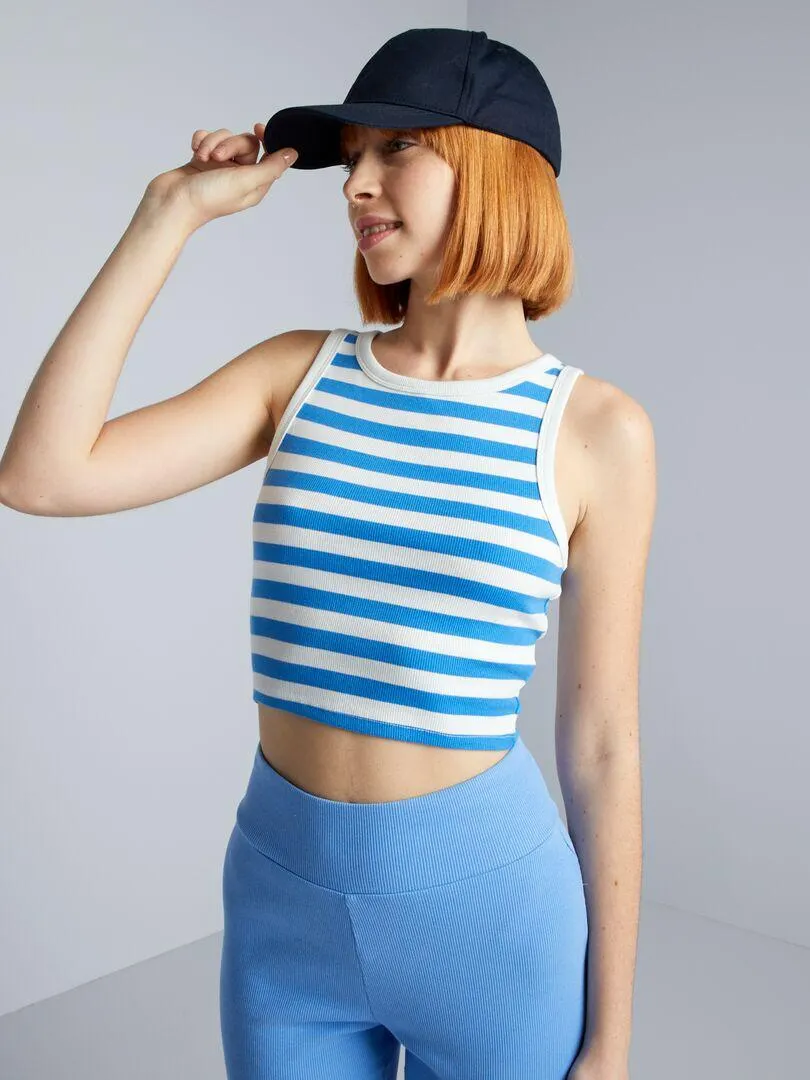 Canotta a coste con righe - BLU