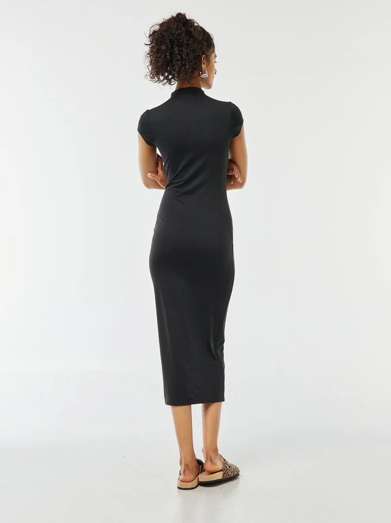 Vestito lungo effetto manopesca - nero