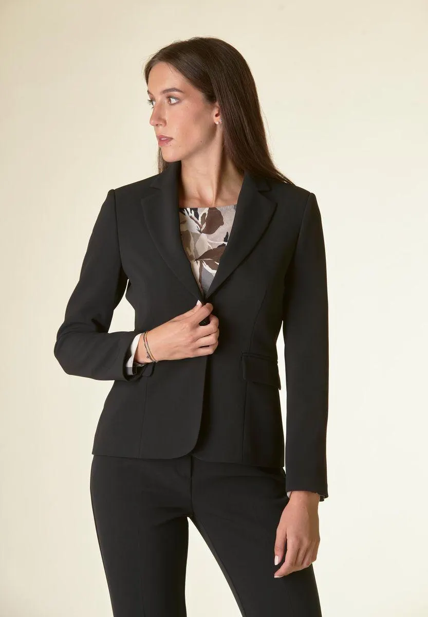 Giacca nera 1 bottone crepe sciancrata