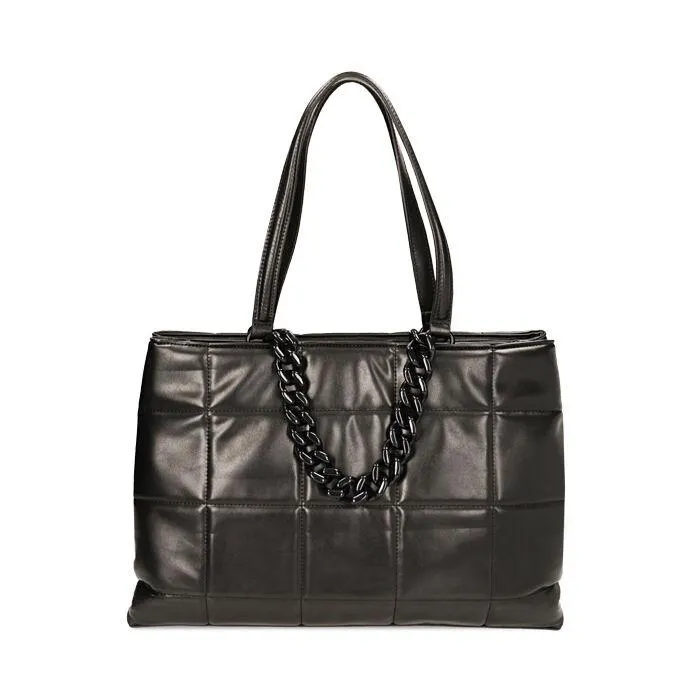 Borsa a spalla nera matelassé quadrata