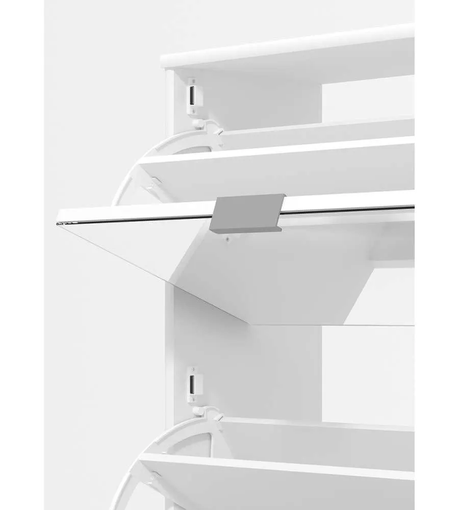 SCARPIERA BIANCA CON 3 ANTE A SPECCHIO, 67X28X119 CM