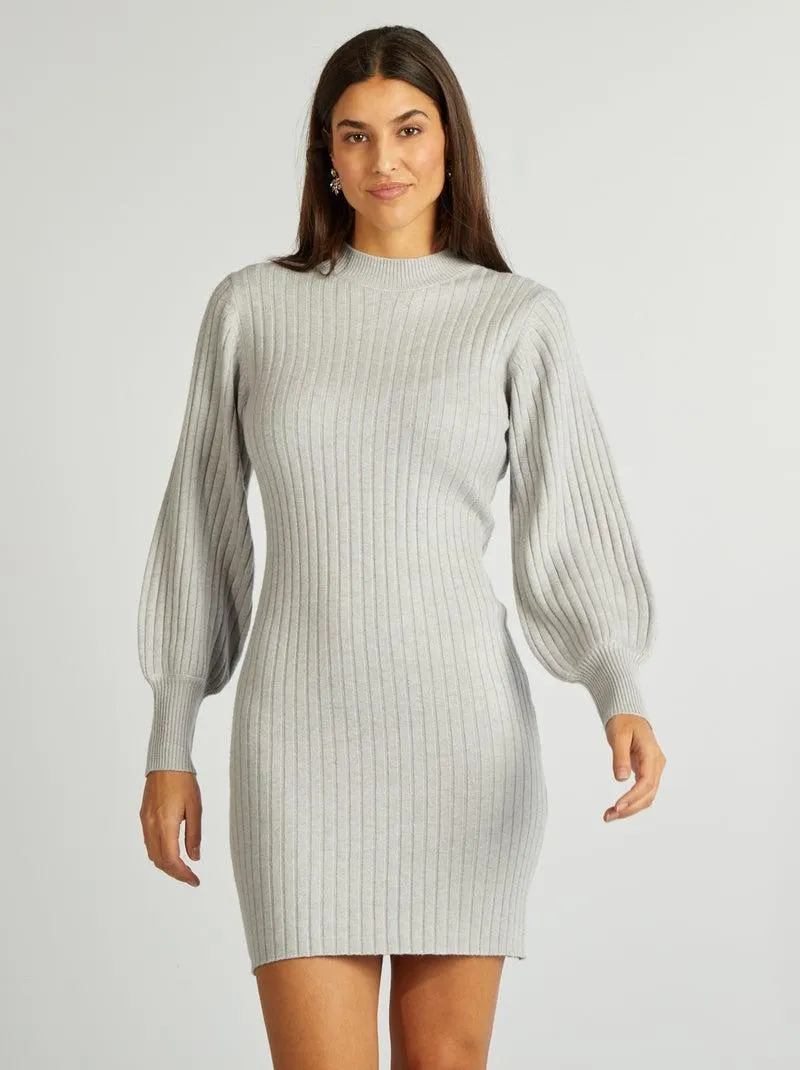 Maxi pull corto a coste - GRIGIO